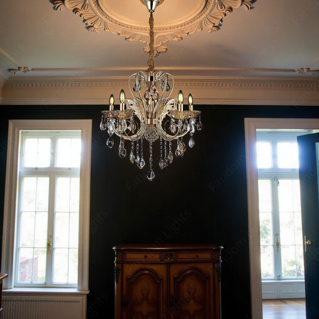 6 Light Gold Metal Italian Chandelier Light for Dining Hall