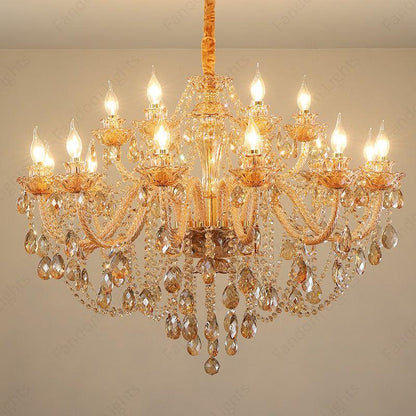 15 Light Amber Glass Italian Chandelier Ceiling Lights Hanging - Warm White