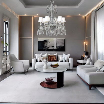 8 LIGHT Shade Clear GLASS ITALIAN CHANDELIER CEILING LIGHTS HANGING - WARM WHITE