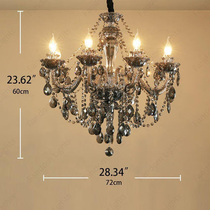 6 Light Smokey Glass Italian Chandelier Ceiling Lights Hanging - Warm White