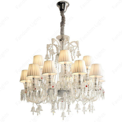 12 LIGHT SHADE CLEAR GLASS ITALIAN CHANDELIER CEILING LIGHTS HANGING - WARM WHITE