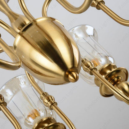 6 Light Champagne Glass Brass Italian Chandelier Light for Dining Hall