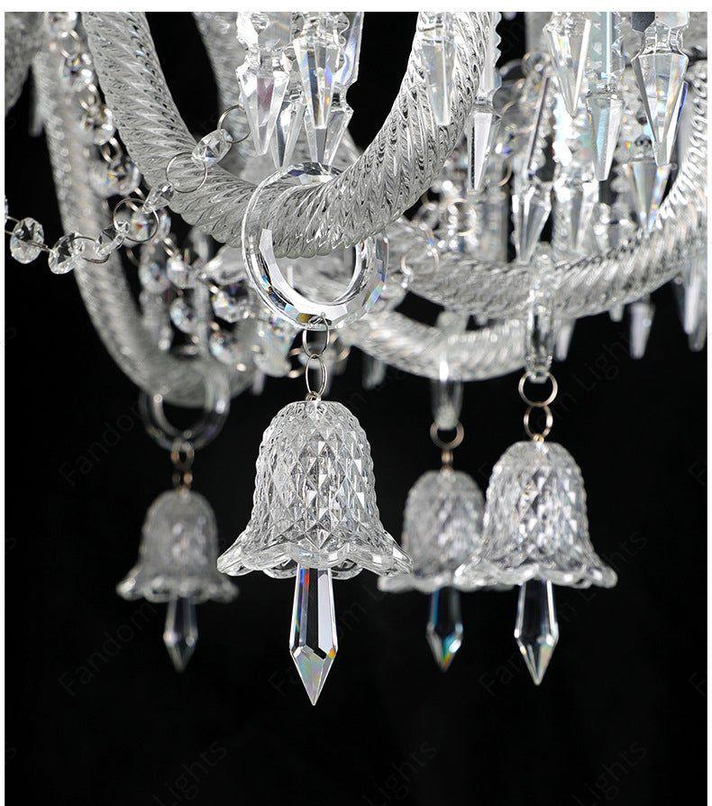 12 LIGHT SHADE CLEAR GLASS ITALIAN CHANDELIER CEILING LIGHTS HANGING - WARM WHITE