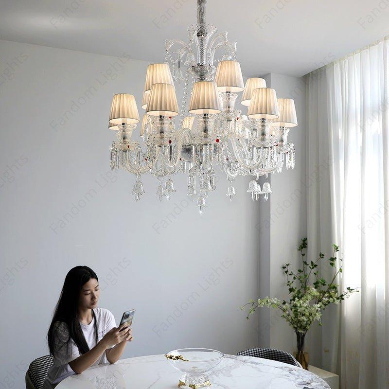 12 LIGHT SHADE CLEAR GLASS ITALIAN CHANDELIER CEILING LIGHTS HANGING - WARM WHITE