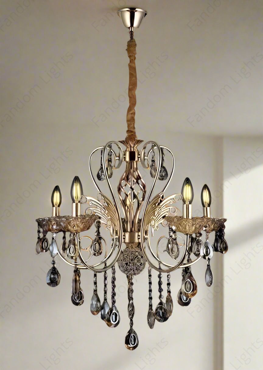 6 Light Gold Metal Italian Chandelier Light for Dining Hall