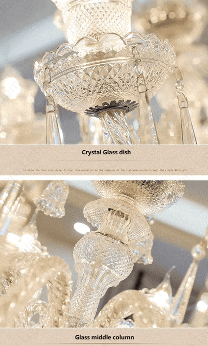 8 Light White Glass Italian Chandelier Ceiling Lights Hanging - Warm White