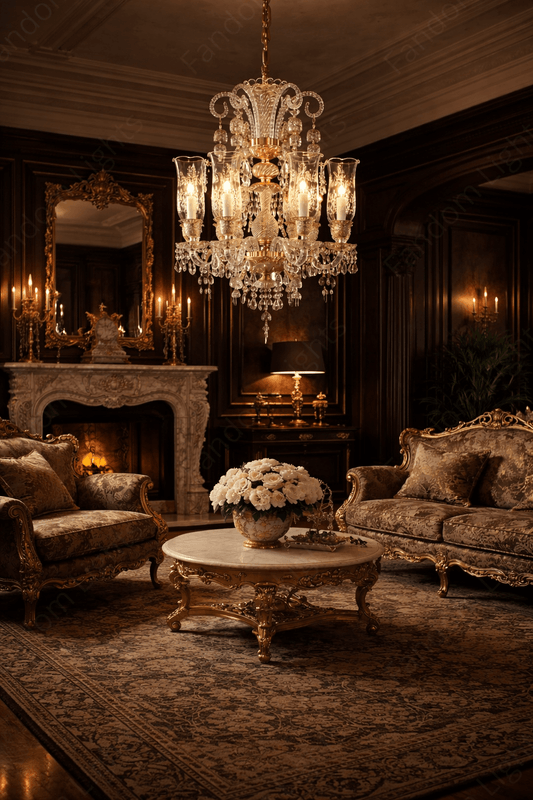 6 LIGHT Glass Champagne ITALIAN CHANDELIER LIGHT