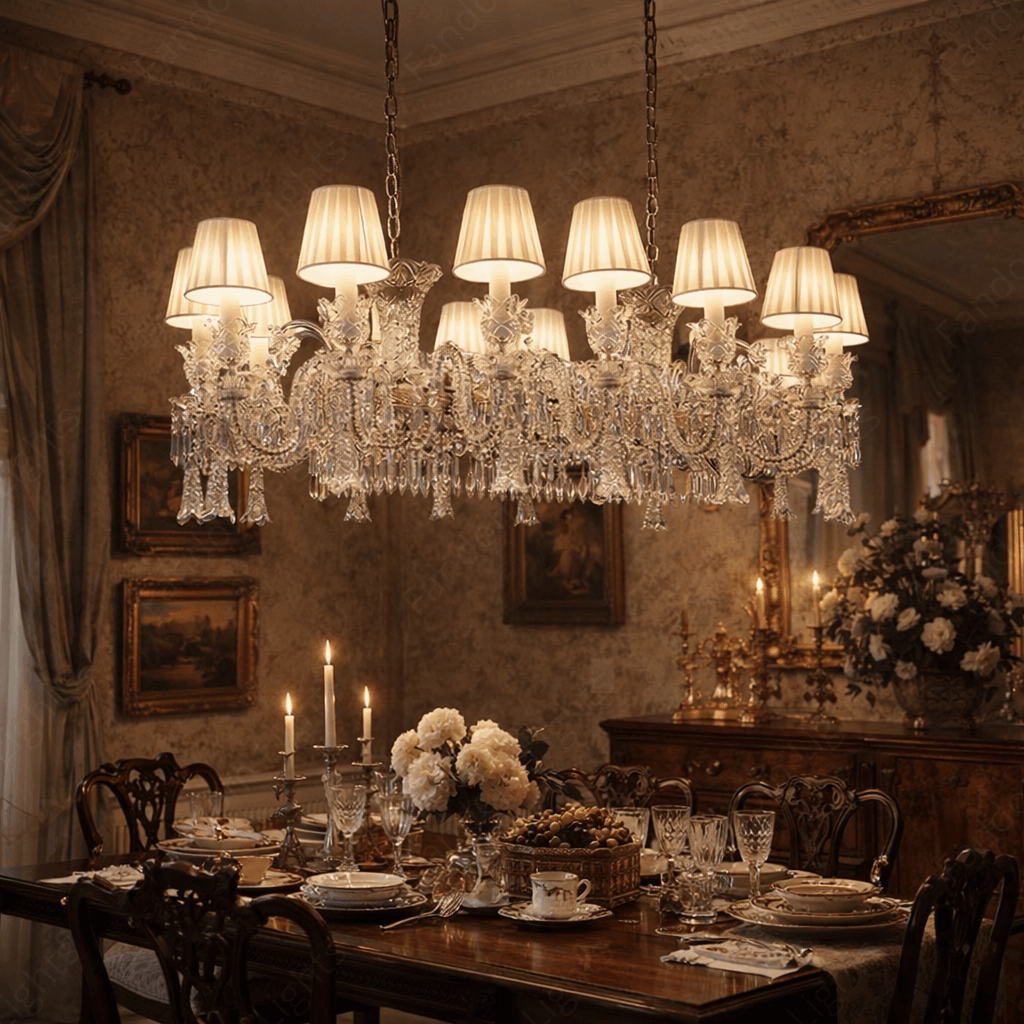 10 LIGHT Clear GLASS RECTANGULAR ITALIAN CHANDELIER LIGHT FOR DINING HALL